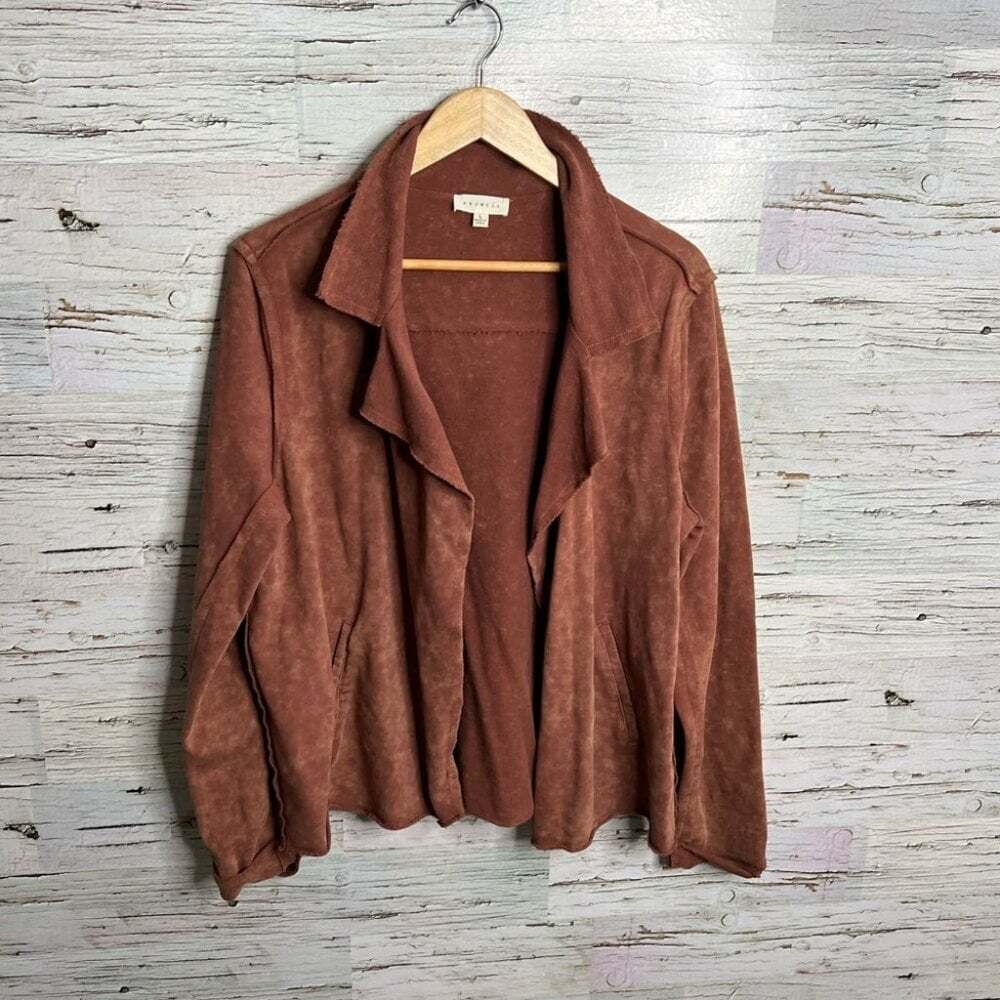 Promesa brown  distressed cardigan blazer sweater jacket size large